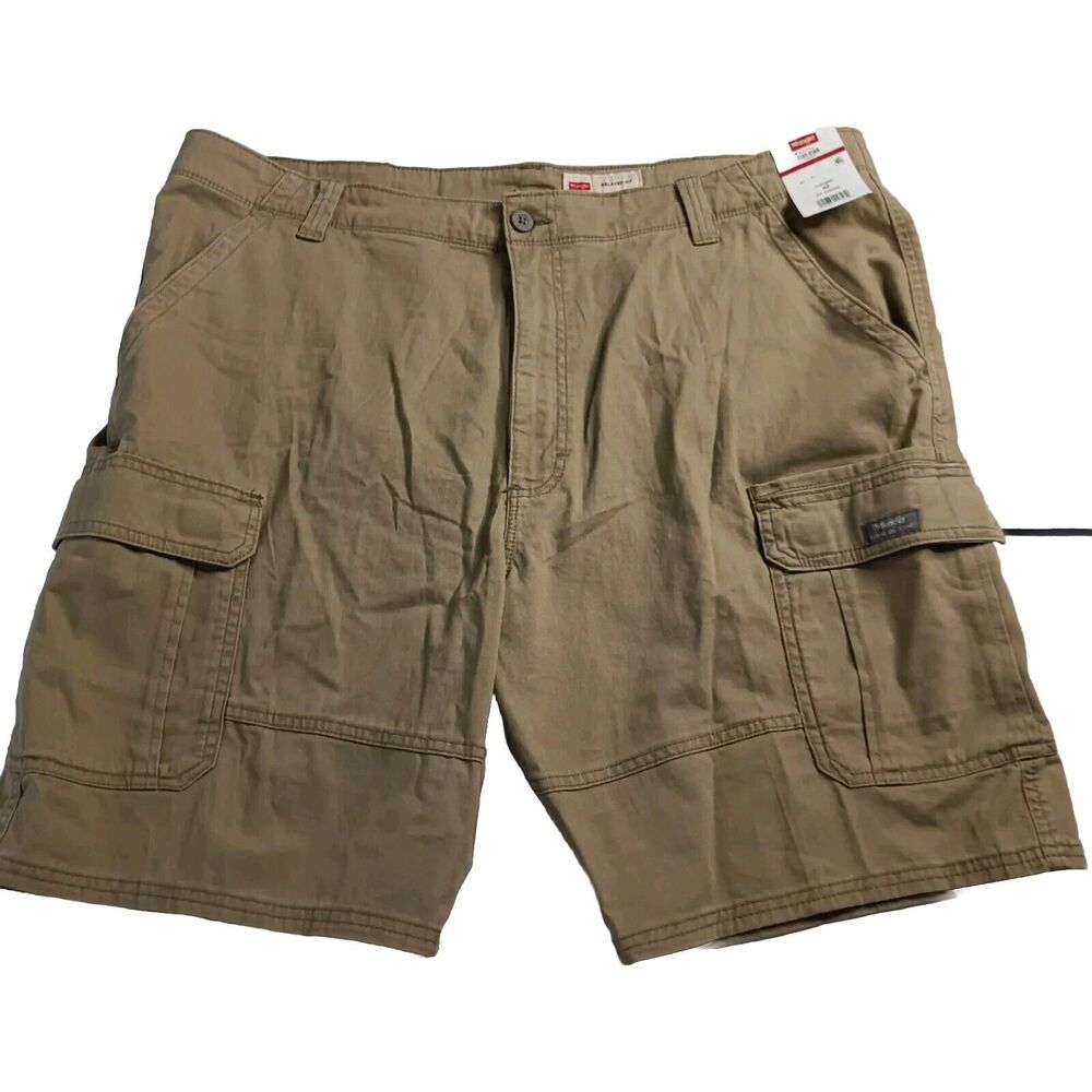 Wrangler Cargo‎ Shorts Men's 42 Beige 10" Inseam Relaxed Fit Flex For Comfort